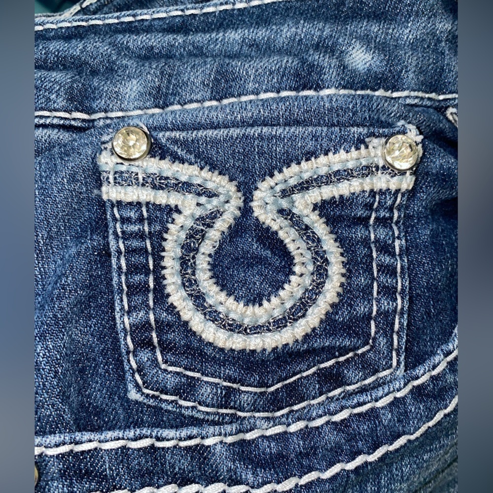 EARL JEAN denim jeans bling embroidered pockets blue vintage bootcut size 8 - Picture 5 of 13